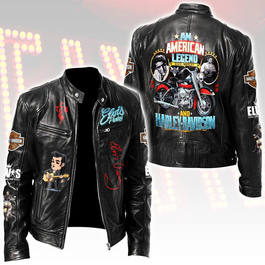 LIMITED EDITION - NEW CUSTOMIZED ELVIS PRESLEY MOTORCYCLE LEATHER JACKET