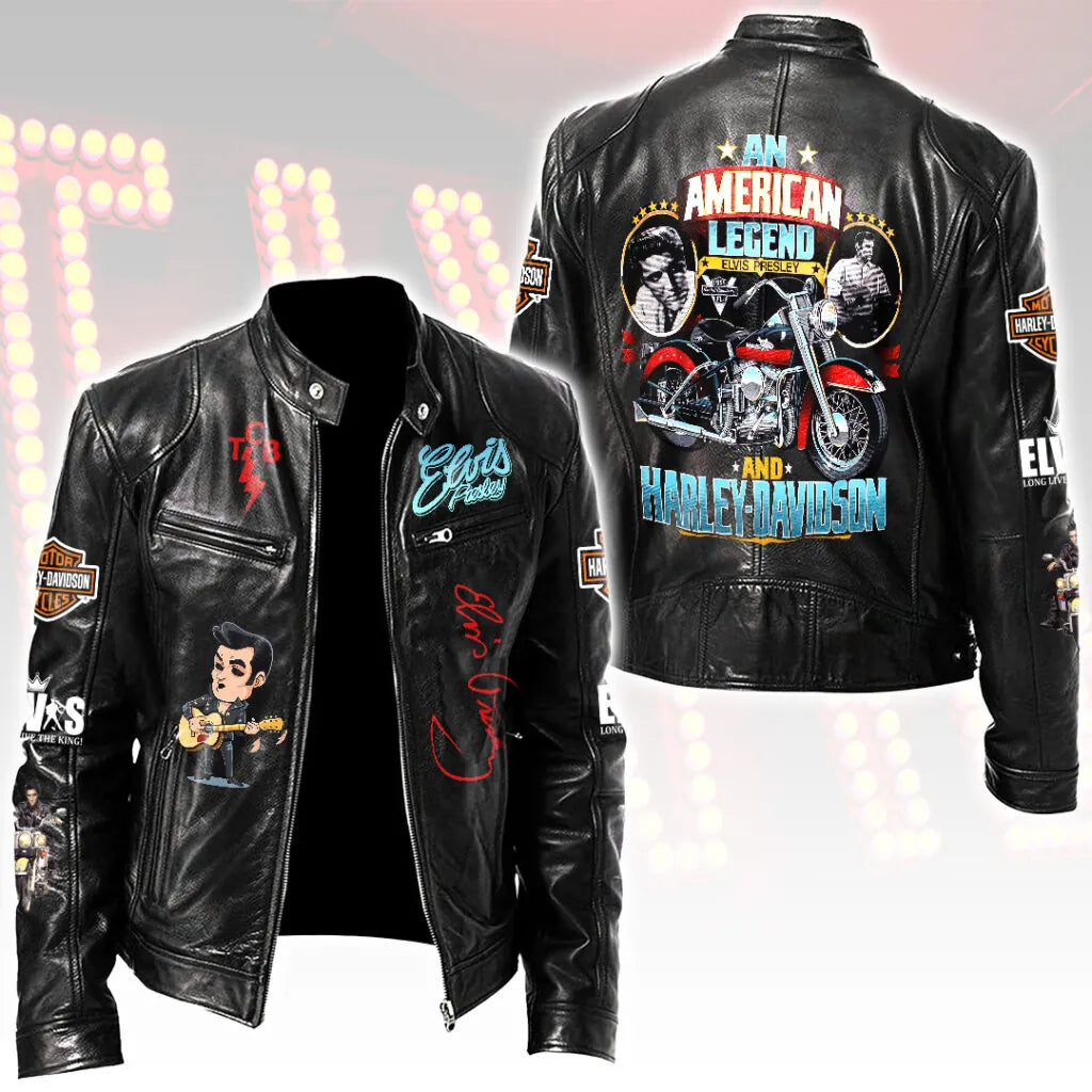 LIMITED EDITION - NEW CUSTOMIZED ELVIS PRESLEY MOTORCYCLE LEATHER JACKET