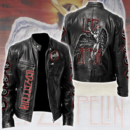 LIMITED EDITION - NEW CUSTOMIZED LED ZEPPELIN MOTORCYCLE LEATHER JACKET