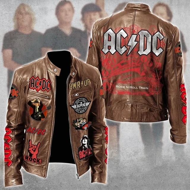 LIMITED EDITION - NEW CUSTOMIZED AC/DC MOTORCYCLE LEATHER JACKET
