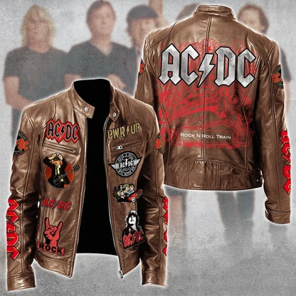 LIMITED EDITION - NEW CUSTOMIZED AC/DC MOTORCYCLE LEATHER JACKET
