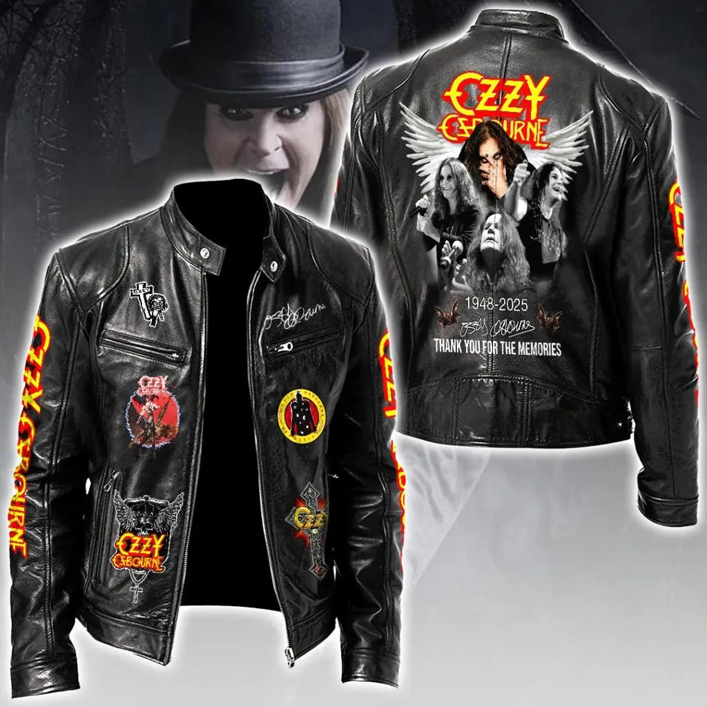LIMITED EDITION - NEW CUSTOMIZED OZZY OSBOURNE X BLACK SABBATH MOTORCYCLE LEATHER JACKET
