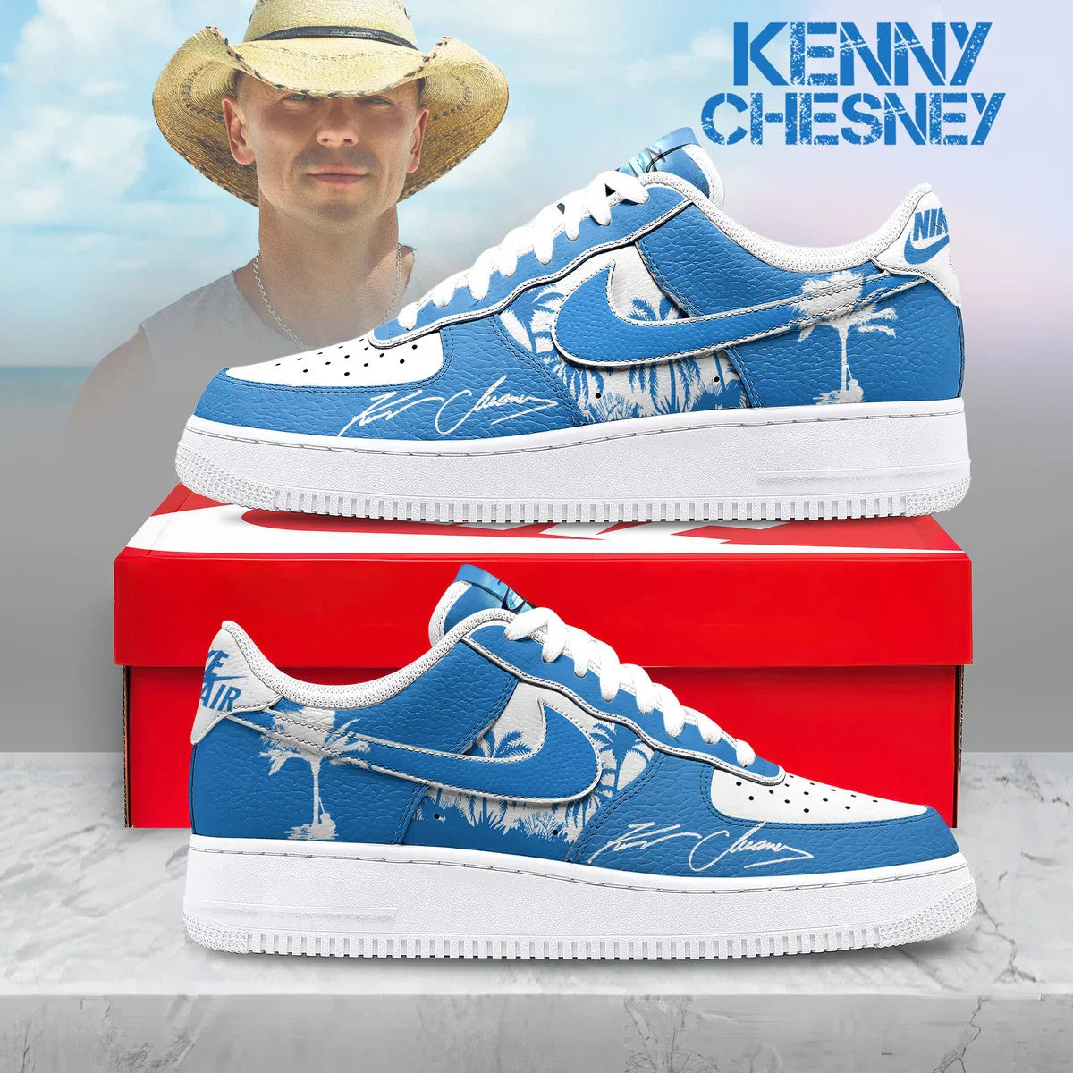 LIMITED EDITION - NEW CUSTOMIZED KENNY CHESNEY AF1 SHOES