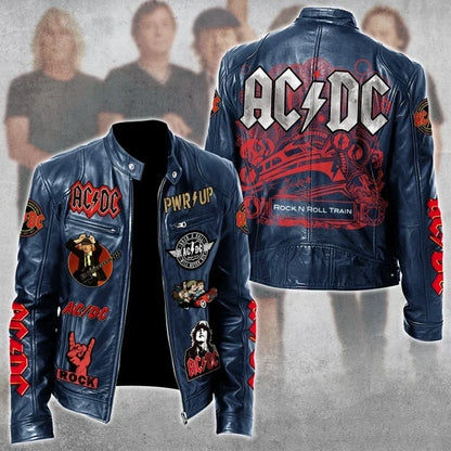LIMITED EDITION - NEW CUSTOMIZED AC/DC MOTORCYCLE LEATHER JACKET