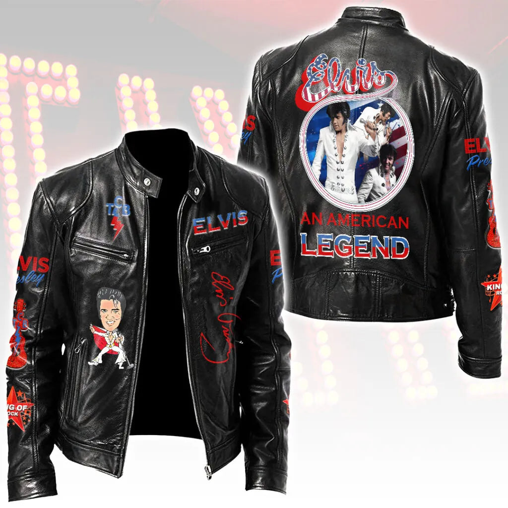 LIMITED EDITION - NEW CUSTOMIZED ELVIS PRESLEY MOTORCYCLE LEATHER JACKET