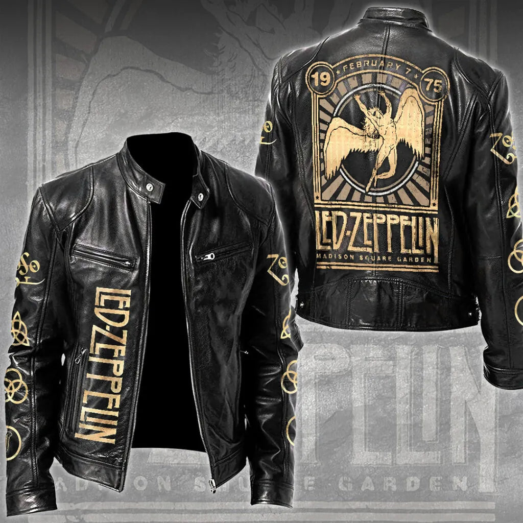 LIMITED EDITION - NEW CUSTOMIZED LED ZEPPELIN MOTORCYCLE LEATHER JACKET