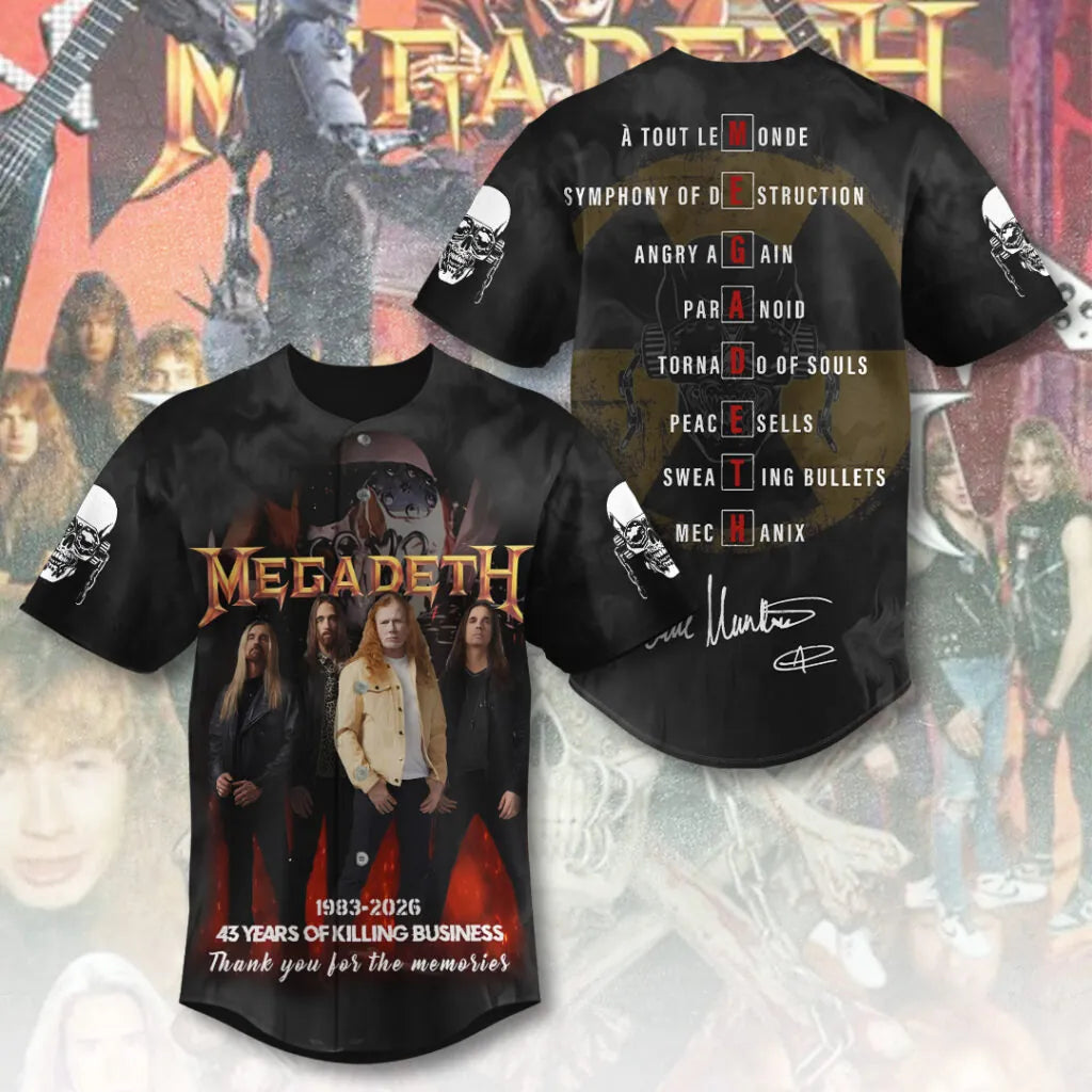 LIMITED EDITION - NEW CUSTOMIZED MEGADETH BASEBALL JERSEY