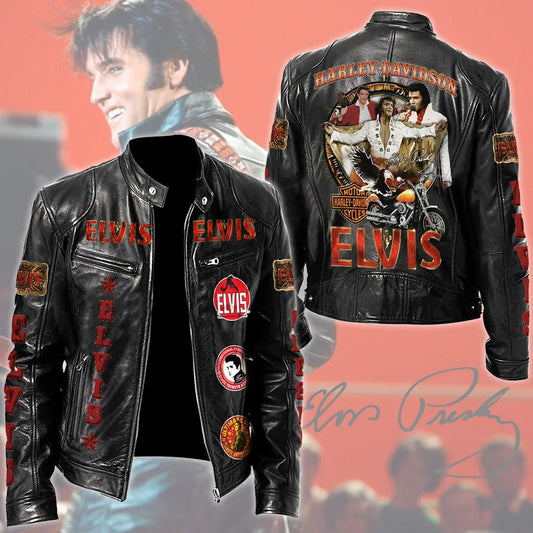 LIMITED EDITION - NEW CUSTOMIZED ELVIS PRESLEY MOTORCYCLE LEATHER JACKET