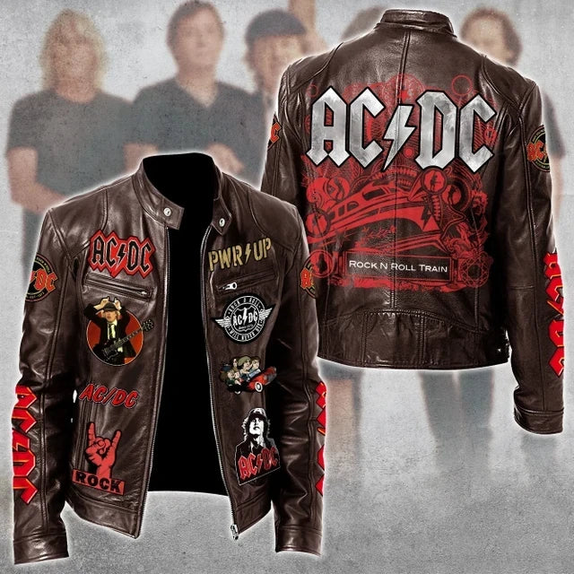 LIMITED EDITION - NEW CUSTOMIZED AC/DC MOTORCYCLE LEATHER JACKET