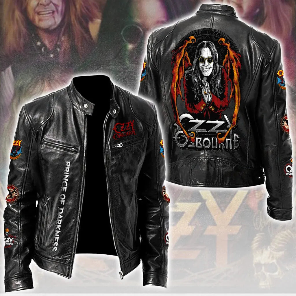 LIMITED EDITION - NEW CUSTOMIZED OZZY OSBOURNE X BLACK SABBATH MOTORCYCLE LEATHER JACKET