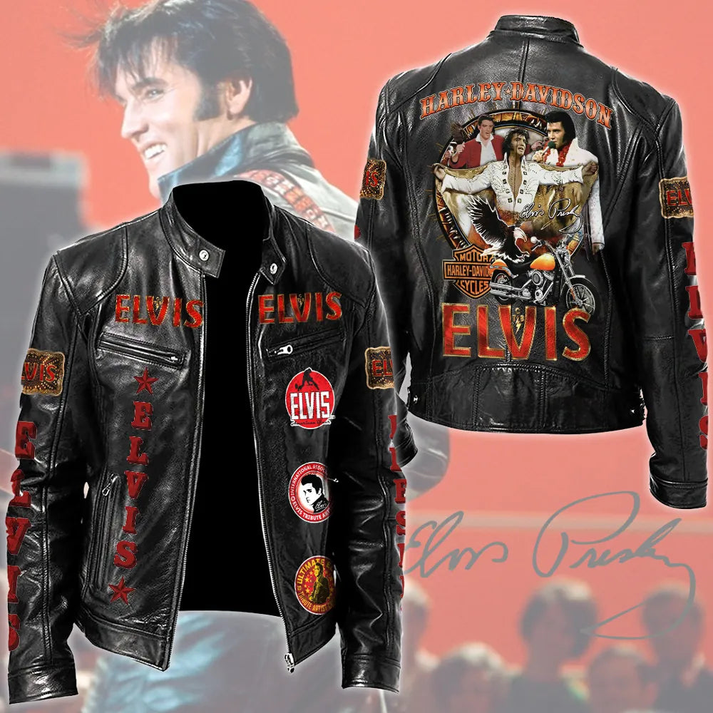LIMITED EDITION - NEW CUSTOMIZED ELVIS PRESLEY MOTORCYCLE LEATHER JACKET