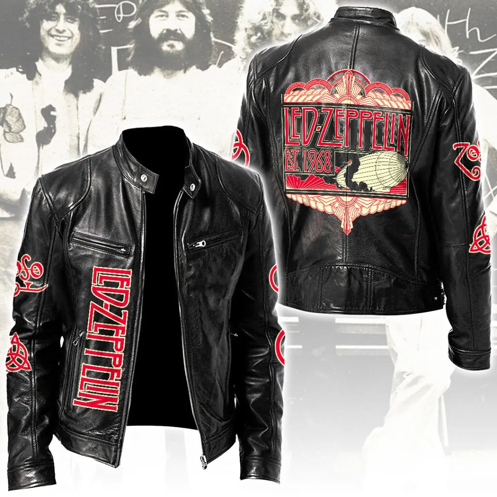 LIMITED EDITION - NEW CUSTOMIZED LED ZEPPELIN MOTORCYCLE LEATHER JACKET