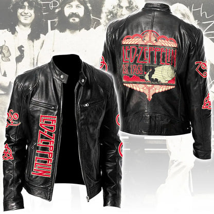 LIMITED EDITION - NEW CUSTOMIZED LED ZEPPELIN MOTORCYCLE LEATHER JACKET