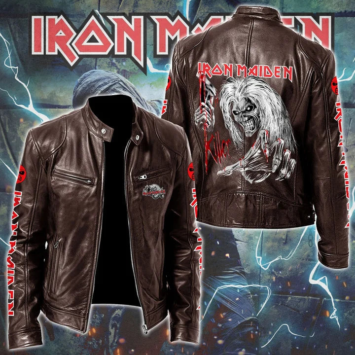 LIMITED EDITION - NEW CUSTOMIZED IRON MAIDEN MOTORCYCLE LEATHER JACKET