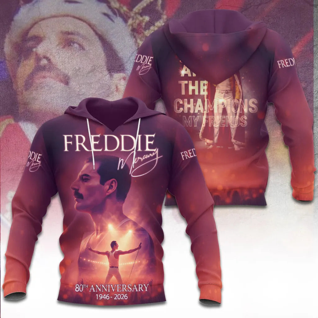 LIMITED EDITION - NEW CUSTOMIZED FREDDIE MERCURY T-SHIRT, HOODIE, ZIP HOODIE