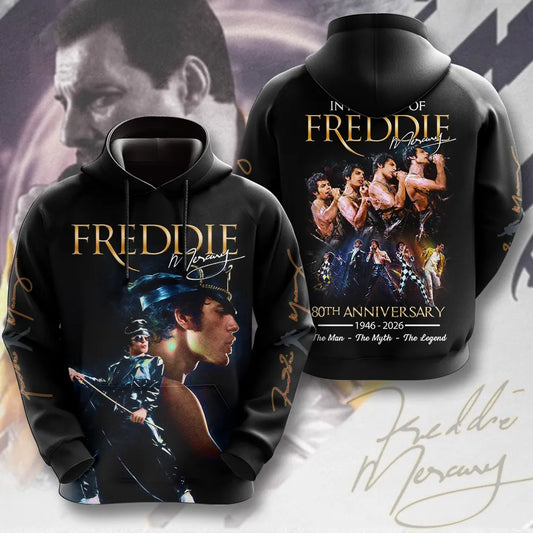 LIMITED EDITION - NEW CUSTOMIZED FREDDIE MERCURY T-SHIRT, HOODIE, ZIP HOODIE