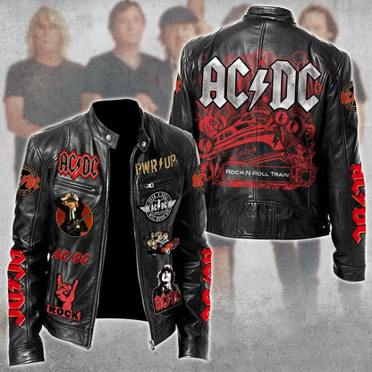 LIMITED EDITION - NEW CUSTOMIZED AC/DC MOTORCYCLE LEATHER JACKET
