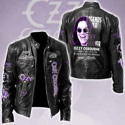 LIMITED EDITION - NEW CUSTOMIZED OZZY OSBOURNE X BLACK SABBATH MOTORCYCLE LEATHER JACKET