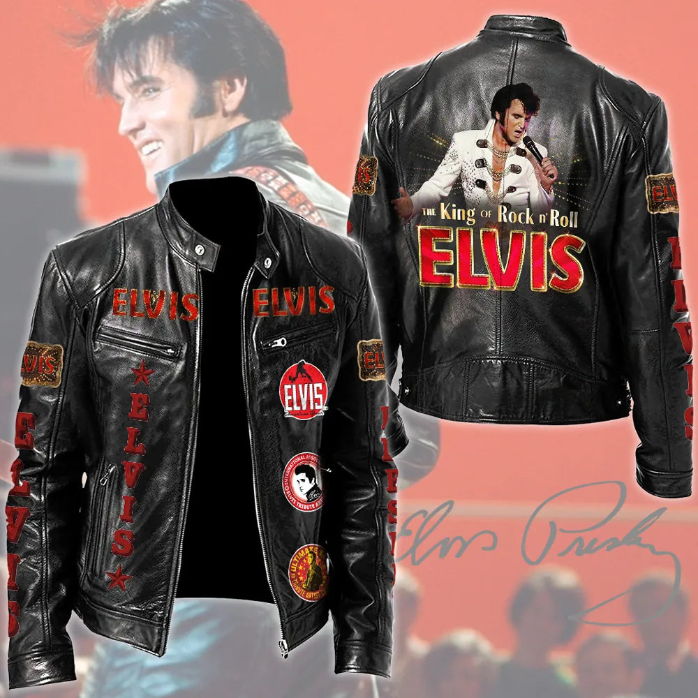 LIMITED EDITION - NEW CUSTOMIZED ELVIS PRESLEY MOTORCYCLE LEATHER JACKET