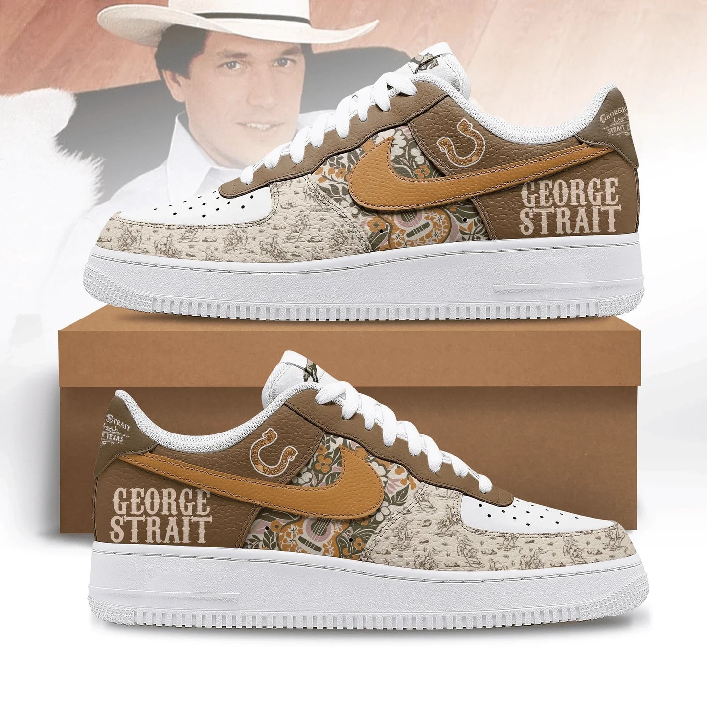 LIMITED EDITION - NEW CUSTOMIZED GEORGE STRAIT AF1 SHOES