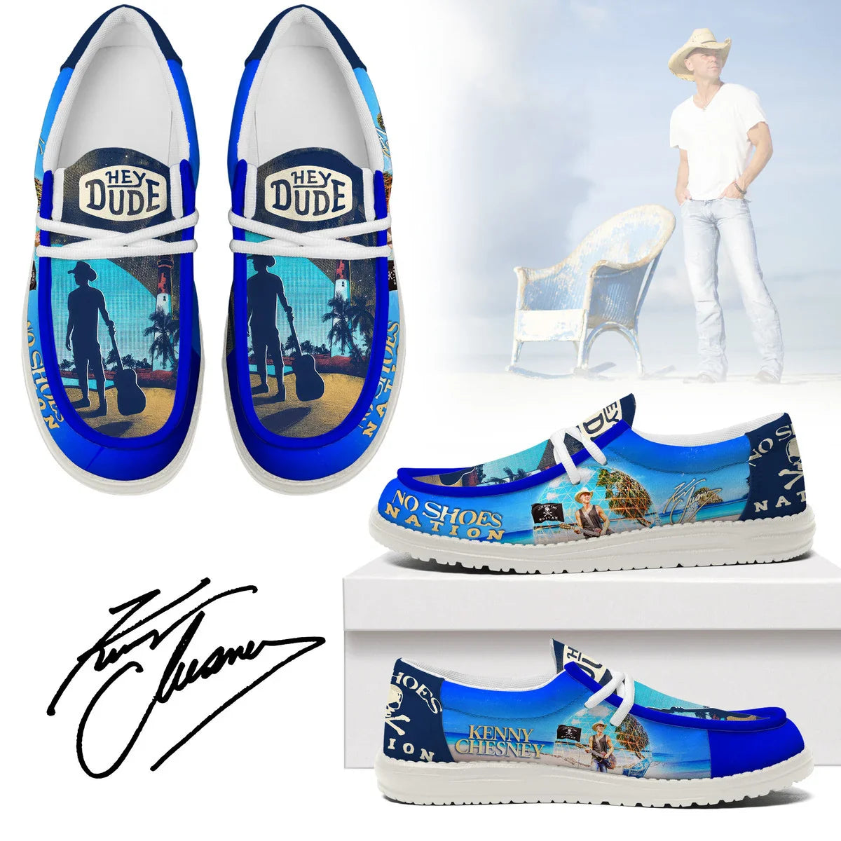 LIMITED EDITION - NEW CUSTOMIZED KENNY CHESNEY LOAFER SHOES