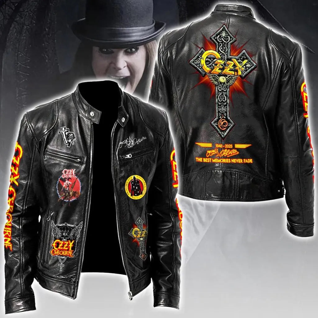 LIMITED EDITION - NEW CUSTOMIZED OZZY OSBOURNE X BLACK SABBATH MOTORCYCLE LEATHER JACKET