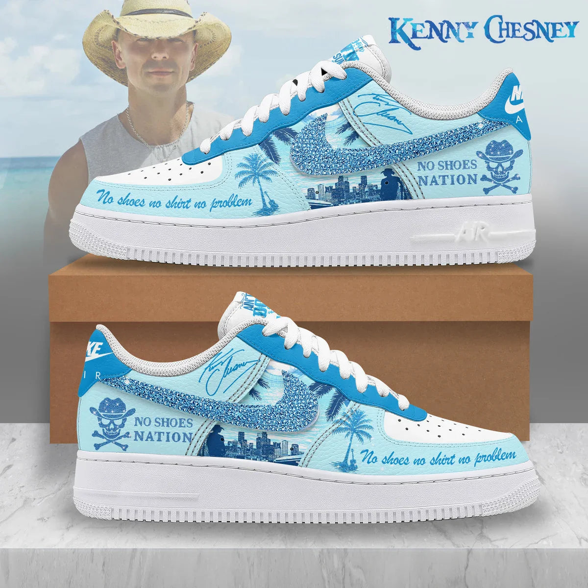 LIMITED EDITION - NEW CUSTOMIZED KENNY CHESNEY AF1 SHOES