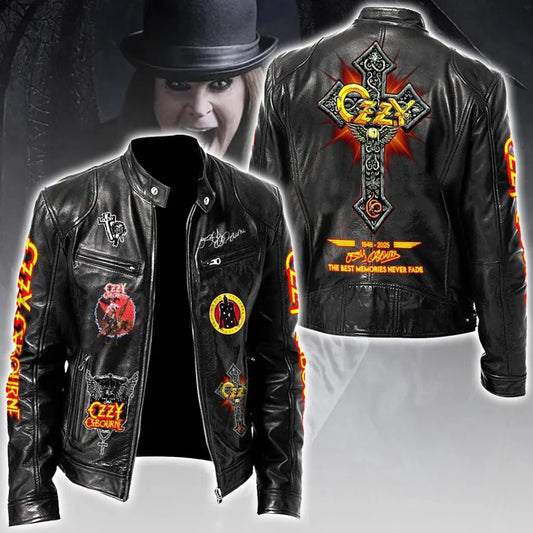 LIMITED EDITION - NEW CUSTOMIZED OZZY OSBOURNE X BLACK SABBATH MOTORCYCLE LEATHER JACKET