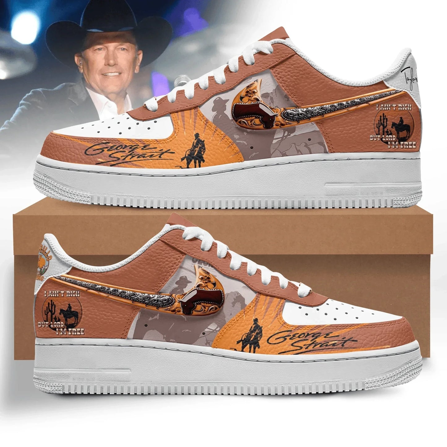 LIMITED EDITION - NEW CUSTOMIZED GEORGE STRAIT AF1 SHOES