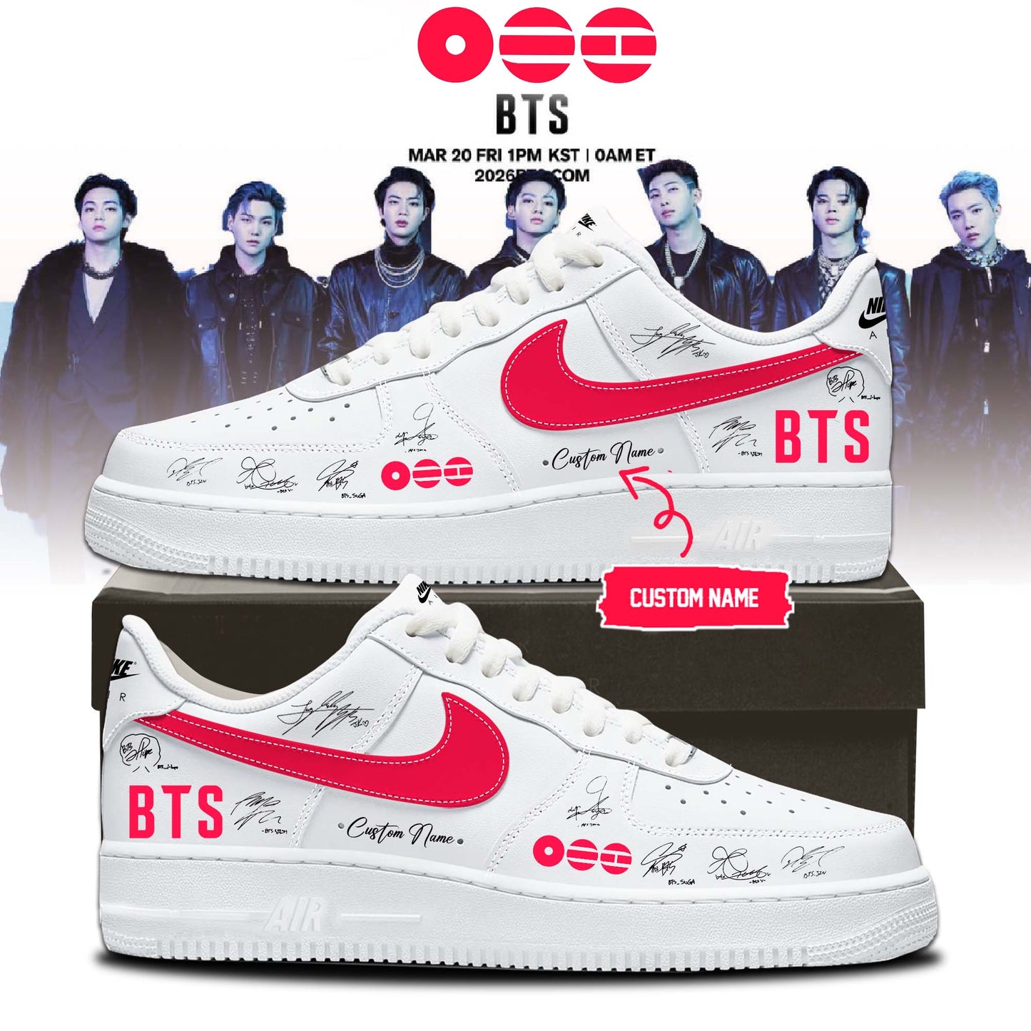 LIMITED EDITION - BTS COMEBACK WORLD TOUR AF1 SHOES