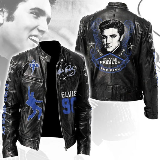 LIMITED EDITION - NEW CUSTOMIZED ELVIS PRESLEY MOTORCYCLE LEATHER JACKET