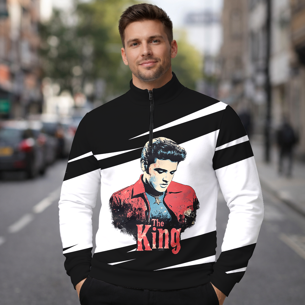 LIMITED EDITION - NEW CUSTOMIZED ELVIS PRESLEY SWEATER QUATER ZIP