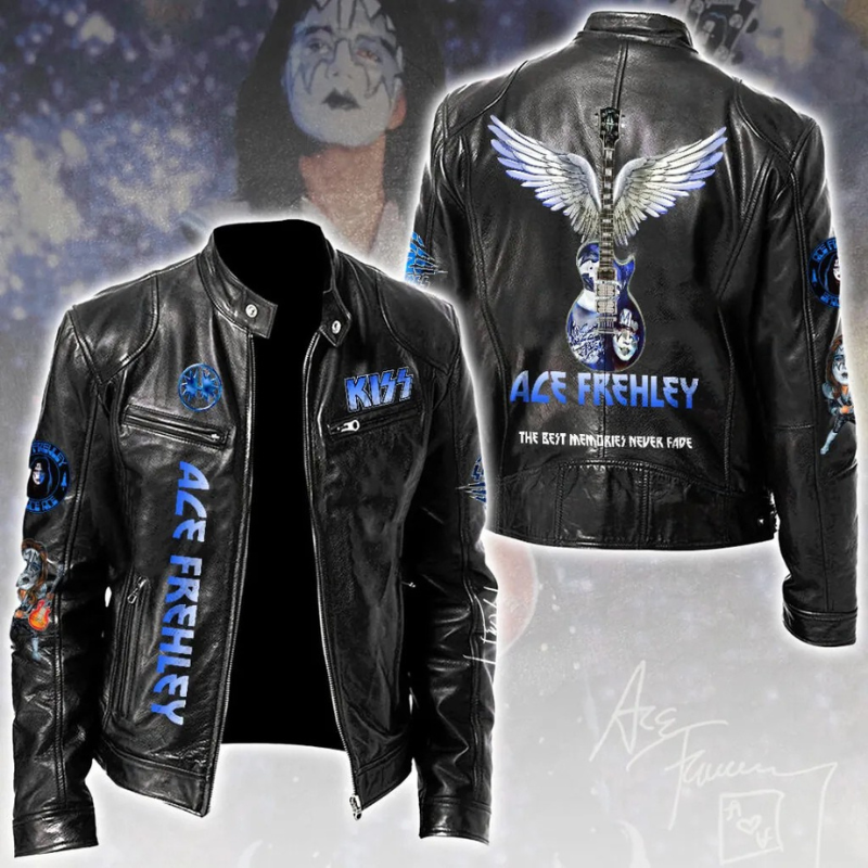 LIMITED EDITION - NEW CUSTOMIZED KISS X ACE FREHLEY MOTORCYCLE LEATHER JACKET