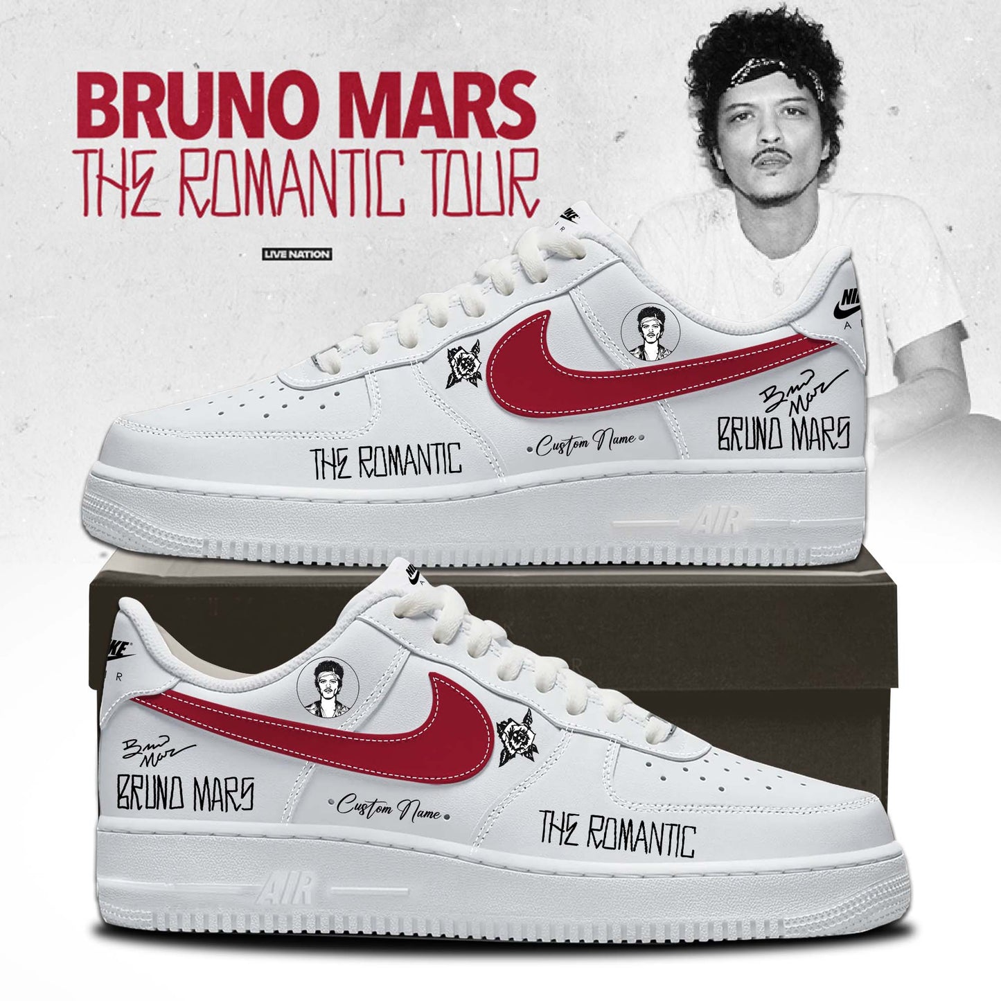 LIMITED EDITION - NEW CUSTOMIZED BRUNO MARS AF1 SHOES
