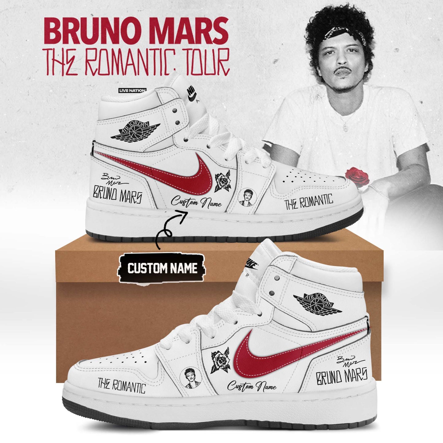 LIMITED EDITION - NEW CUSTOMIZED BRUNO MARS AIR JORDAN SHOES