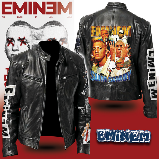 LIMITED EDITION - NEW CUSTOMIZED EMINEM MOTORCYCLE LEATHER JACKET