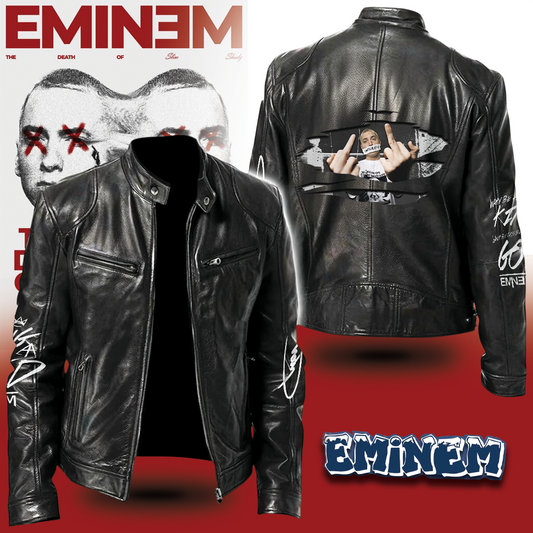 LIMITED EDITION - NEW CUSTOMIZED EMINEM MOTORCYCLE LEATHER JACKET