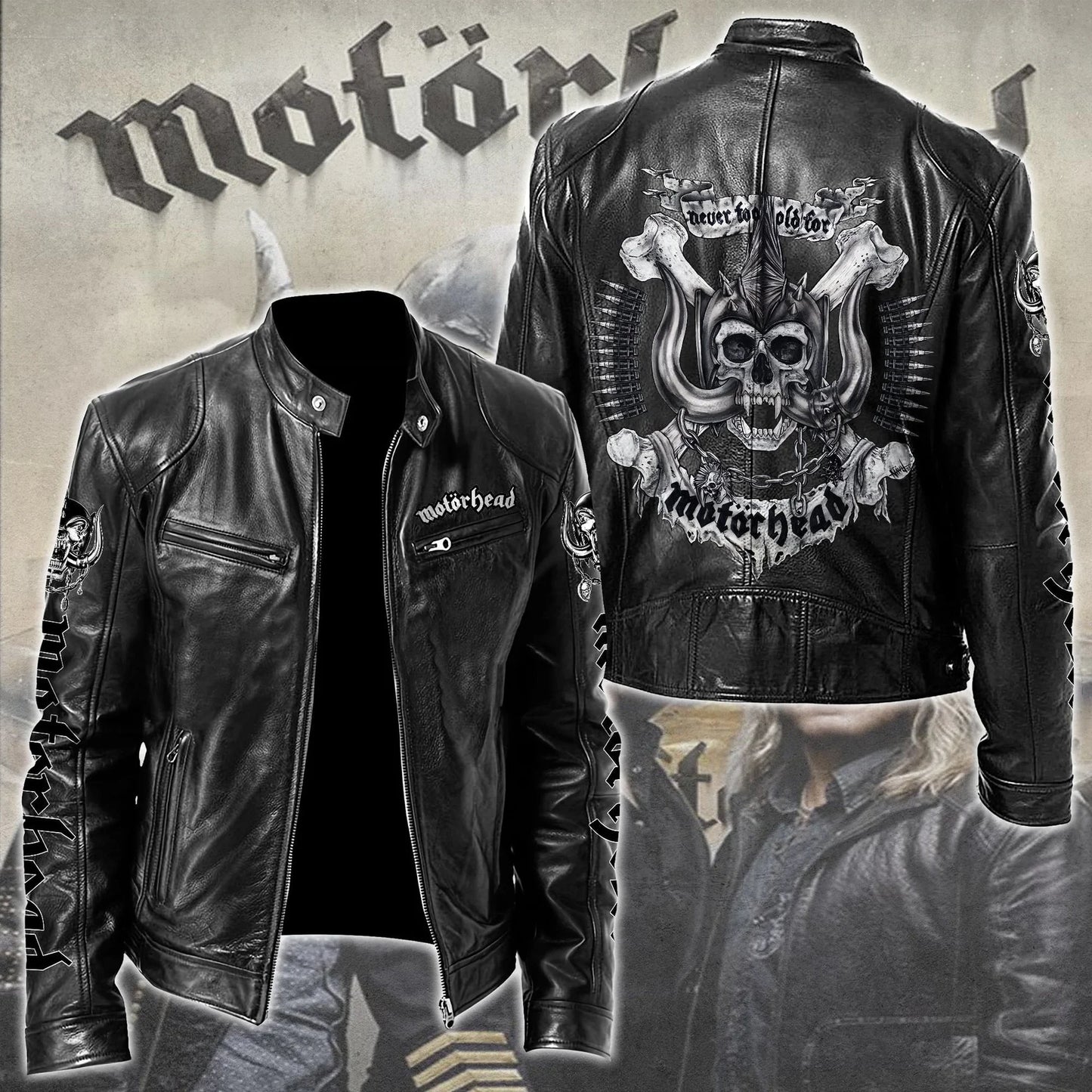LIMITED EDITION - NEW CUSTOMIZED MOTÖRHEAD MOTORCYCLE LEATHER JACKET