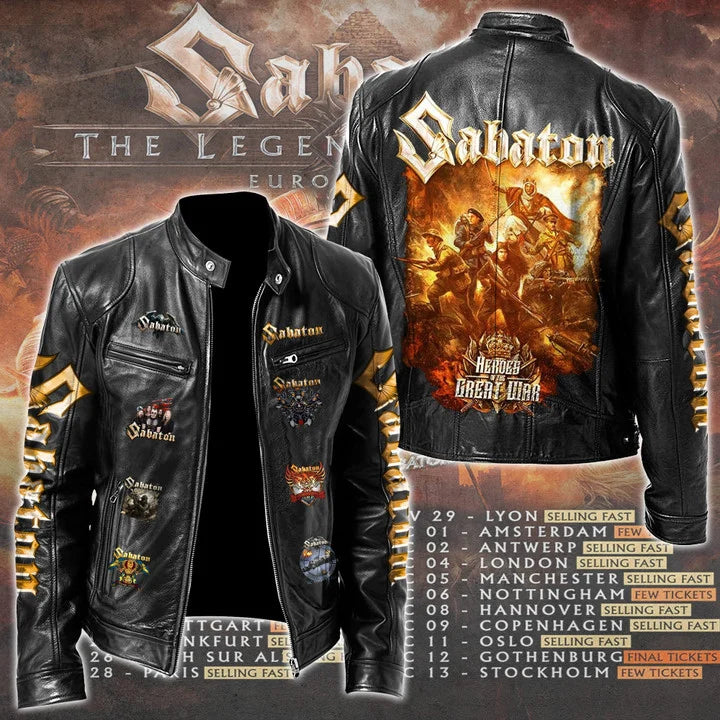LIMITED EDITION - NEW CUSTOMIZED SABATON MOTORCYCLE LEATHER JACKET