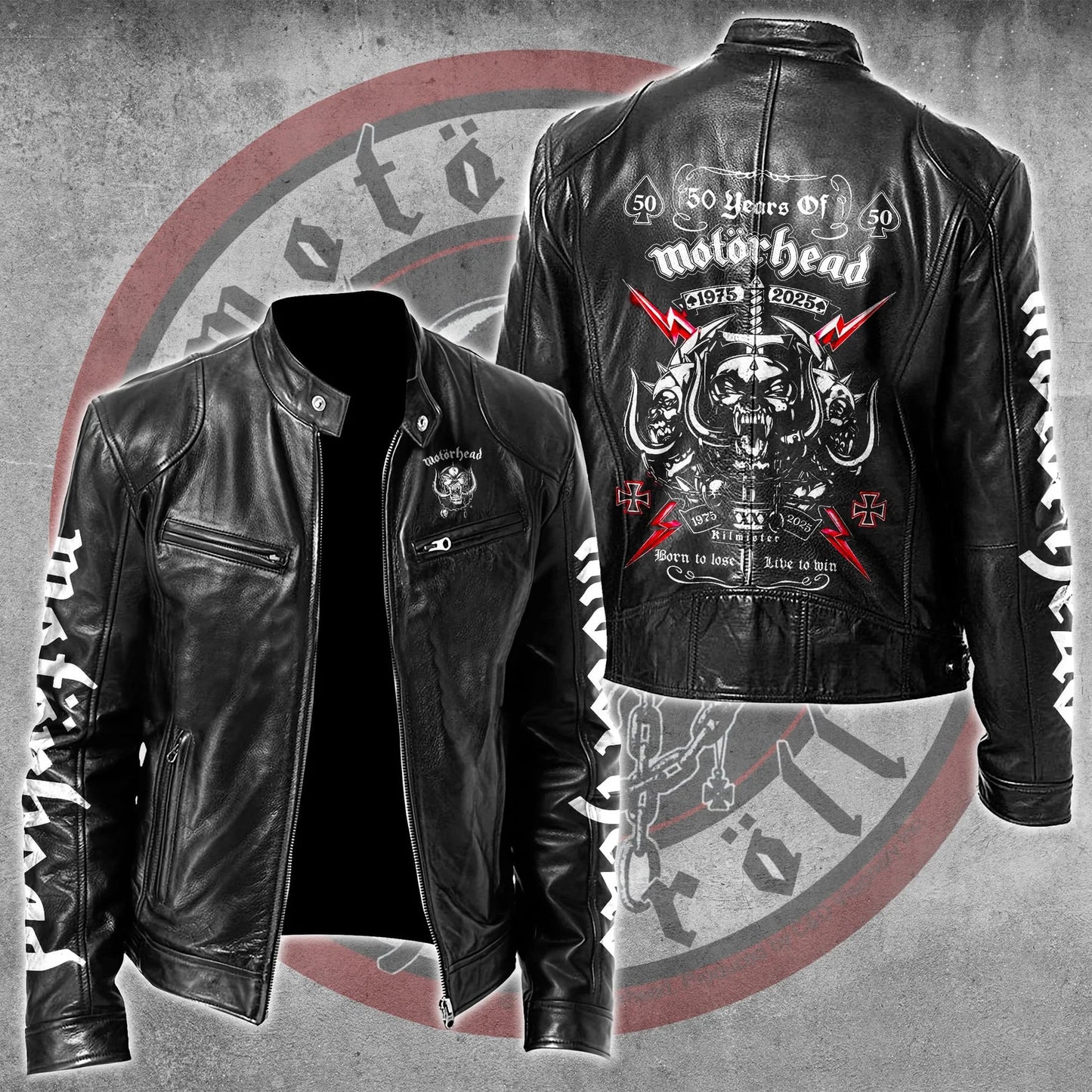 LIMITED EDITION - NEW CUSTOMIZED MOTÖRHEAD MOTORCYCLE LEATHER JACKET