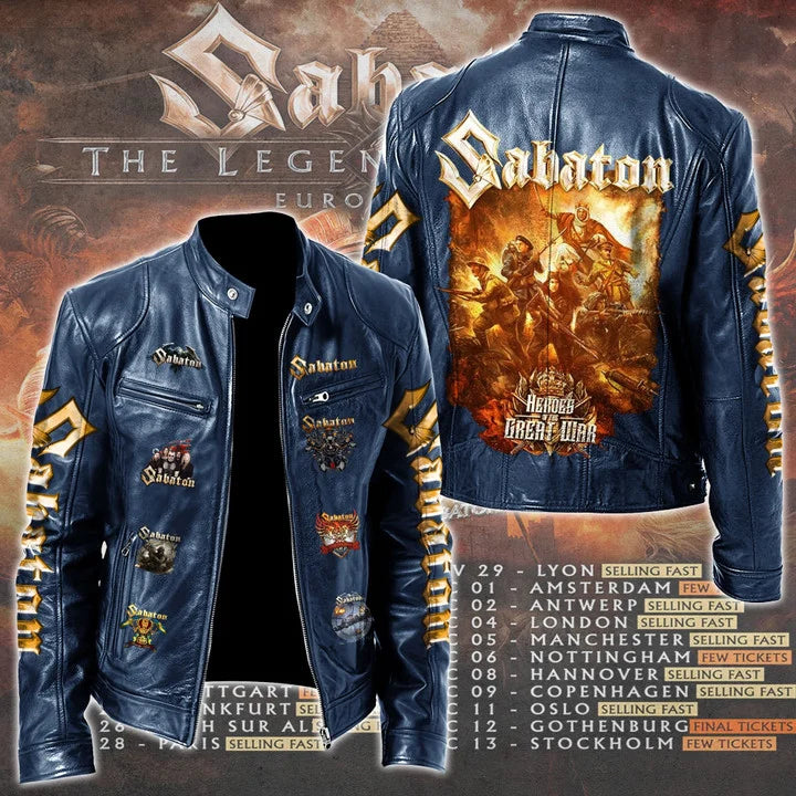 LIMITED EDITION - NEW CUSTOMIZED SABATON MOTORCYCLE LEATHER JACKET