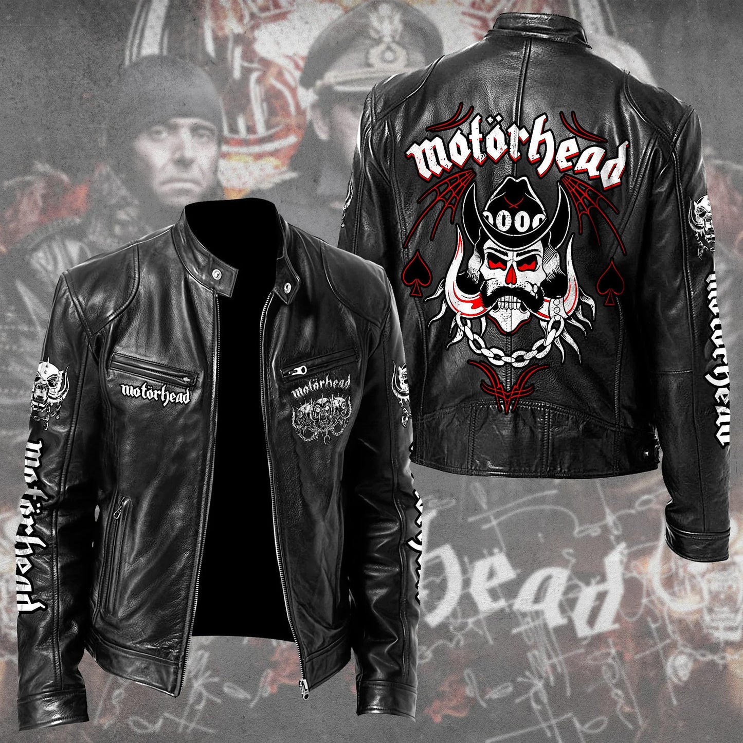 LIMITED EDITION - NEW CUSTOMIZED MOTÖRHEAD MOTORCYCLE LEATHER JACKET