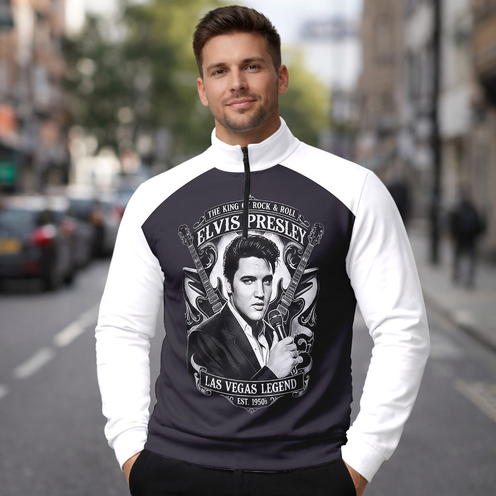 LIMITED EDITION - NEW CUSTOMIZED ELVIS PRESLEY SWEATER QUATER ZIP