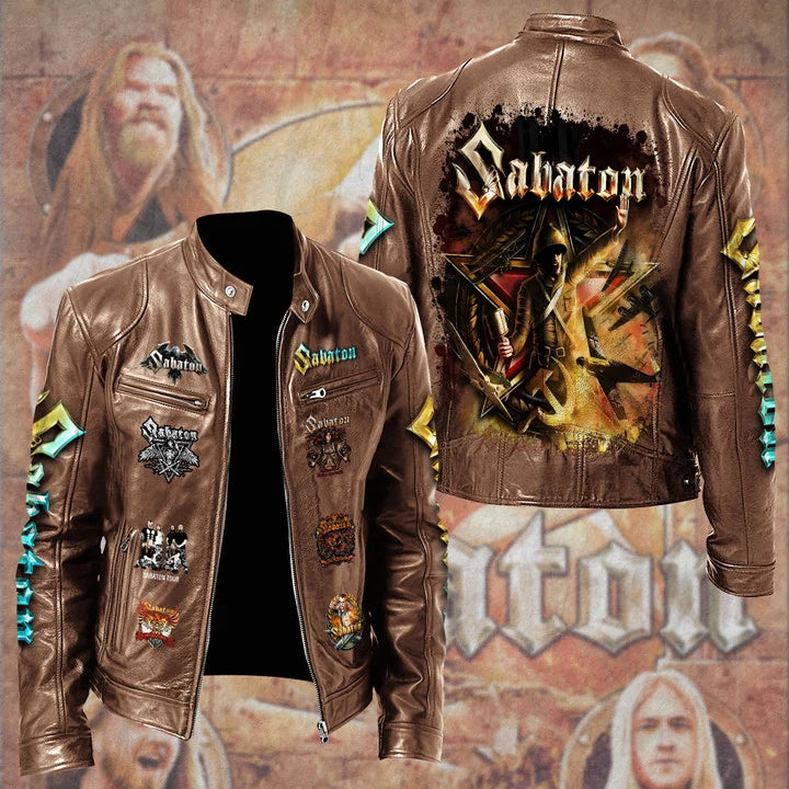 LIMITED EDITION - NEW CUSTOMIZED SABATON MOTORCYCLE LEATHER JACKET