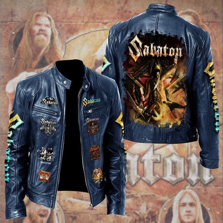 LIMITED EDITION - NEW CUSTOMIZED SABATON MOTORCYCLE LEATHER JACKET