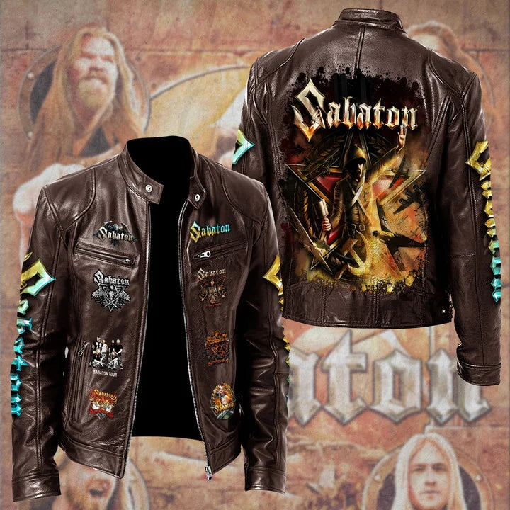 LIMITED EDITION - NEW CUSTOMIZED SABATON MOTORCYCLE LEATHER JACKET