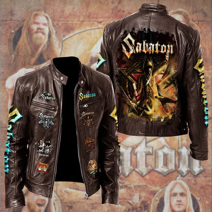 LIMITED EDITION - NEW CUSTOMIZED SABATON MOTORCYCLE LEATHER JACKET