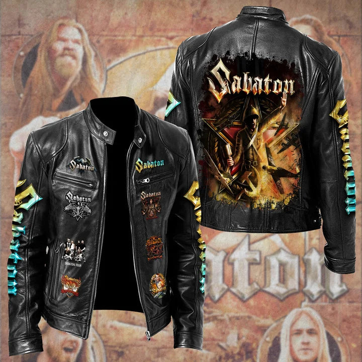 LIMITED EDITION - NEW CUSTOMIZED SABATON MOTORCYCLE LEATHER JACKET