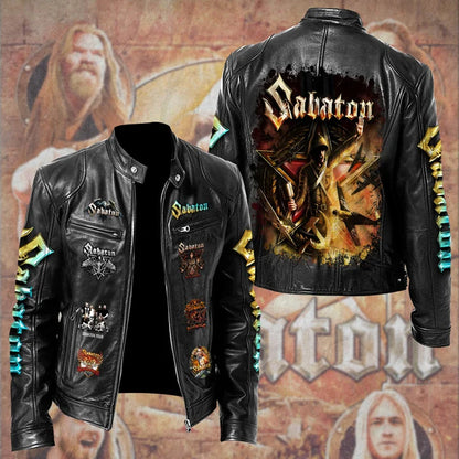LIMITED EDITION - NEW CUSTOMIZED SABATON MOTORCYCLE LEATHER JACKET