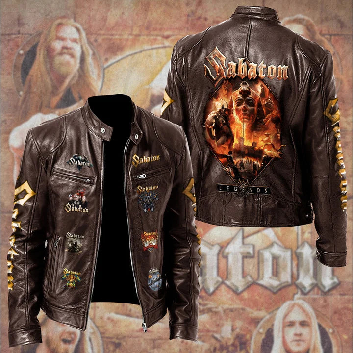 LIMITED EDITION - NEW CUSTOMIZED SABATON MOTORCYCLE LEATHER JACKET